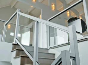 Silver Solid Glass Railing - Lincoln City, OR